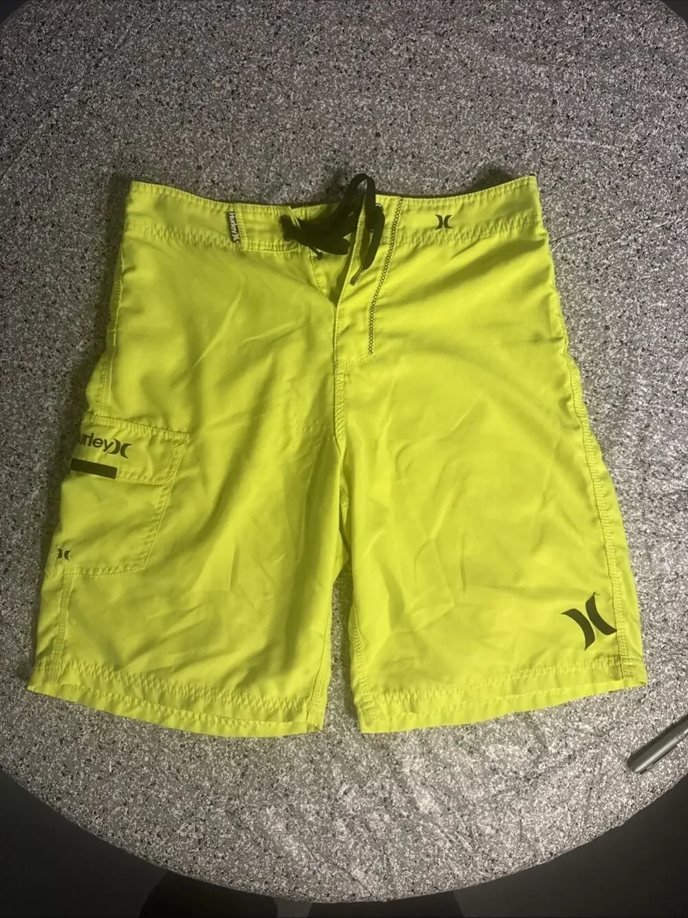 Hurley One and Only Mens 31 Board Shorts Neon Green Surf Swim Beach